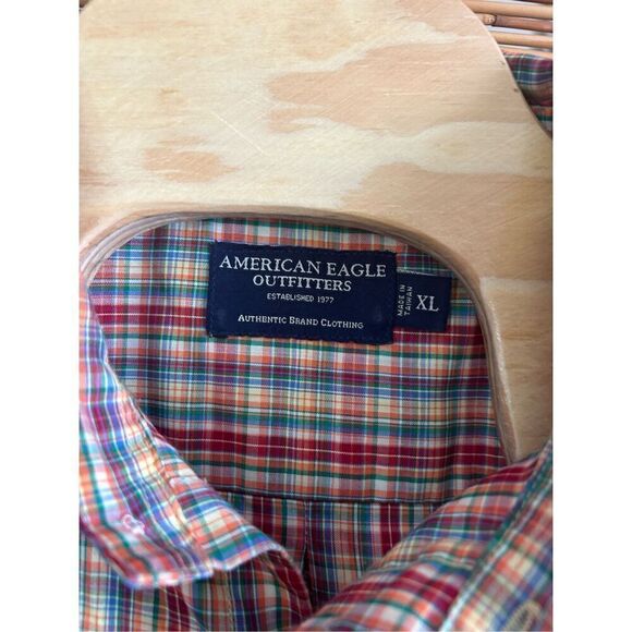 American Eagle Bright Plaid Short Sleeve Extra Large (XL) - Picture 3 of 6